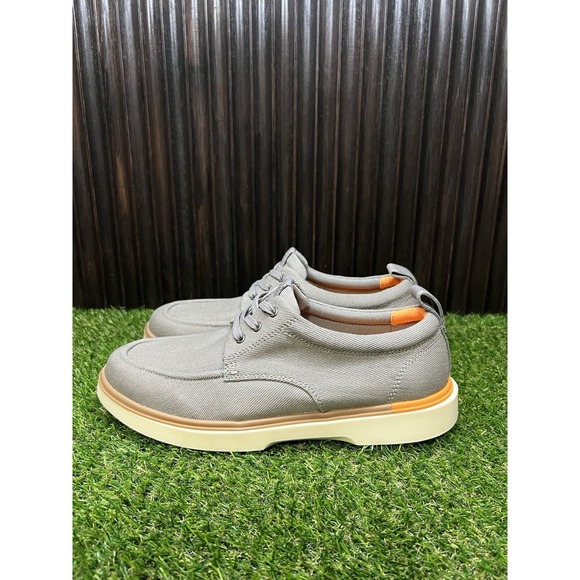 Size 8.5 Wide -Hush Puppies Men\'s Leo Moc Laceup Sneaker Canvas Upper Gray/Orang